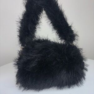 Elegant Black Faux Fur Handbag